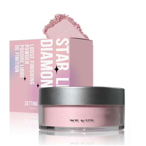 Loose Setting Powder with Oil Control, Pore Minimizing Translucent Pink Shimmer for Baking Makeup