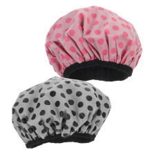 Shower Cap for Women Waterproof Hair Protection Reusable Bath Cap 2pcs for Home and Travel