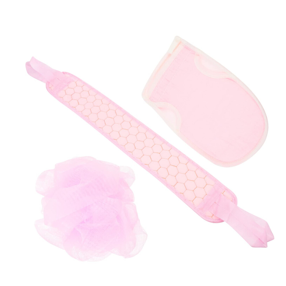 Pink Exfoliating Back Scrubber Towel With Dualsided Wash And Long Reach For Shower And Travel