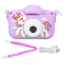 Digitalkamera for småbarn med dobbel linseteknologi, full HD 1080P videoopptak, innebygd oppladbart batteri, USB-tilkobling, støtdempende skall,