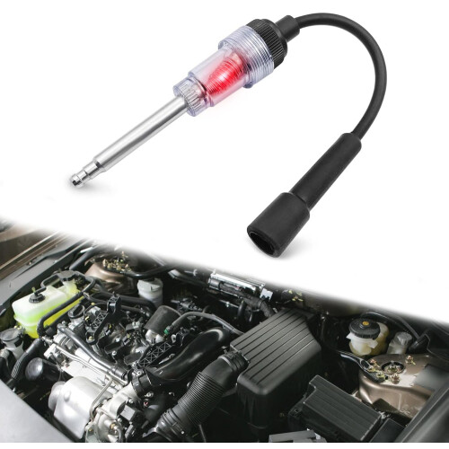 Inline Spark Plug Tester for Car Motorcycle Lawn Mower, Engine Ignition Diagnostic Tool with Light