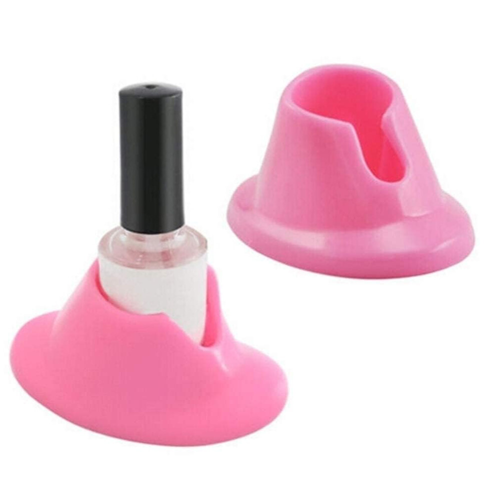 Pink 2Pcs Soft Rubber Nail Polish Bottle Holder With Spillresistant Base For Manicure Care