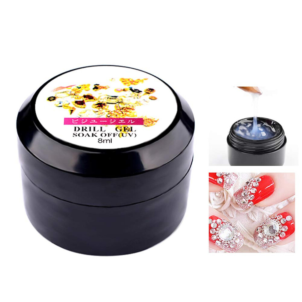 UV Nail Glue 8ml Strong Rhinestone Bond Quick Curing for Nail Art Decorations and False Tips