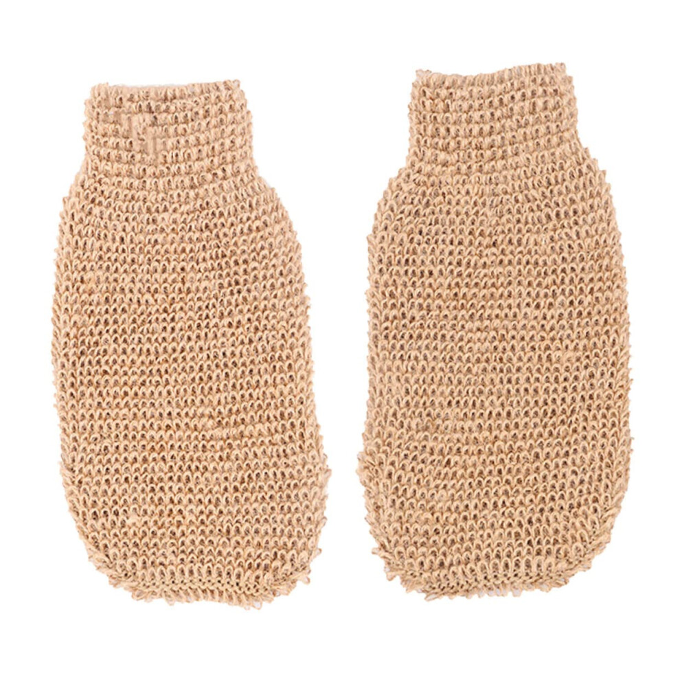 Beige Exfoliating Bath Gloves Natural Ramie Jute Deep Cleansing Body Scrubber Mitt For Shower 2Pcs