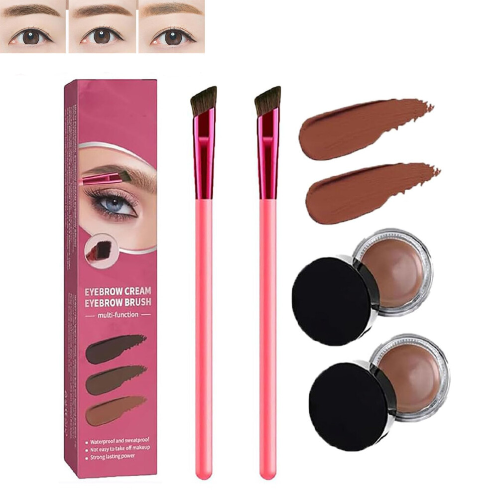 Cream,Brown Eyebrow Cream With Waterproof Brush, Longlasting 4D Laminated Light Brown Brow Kit