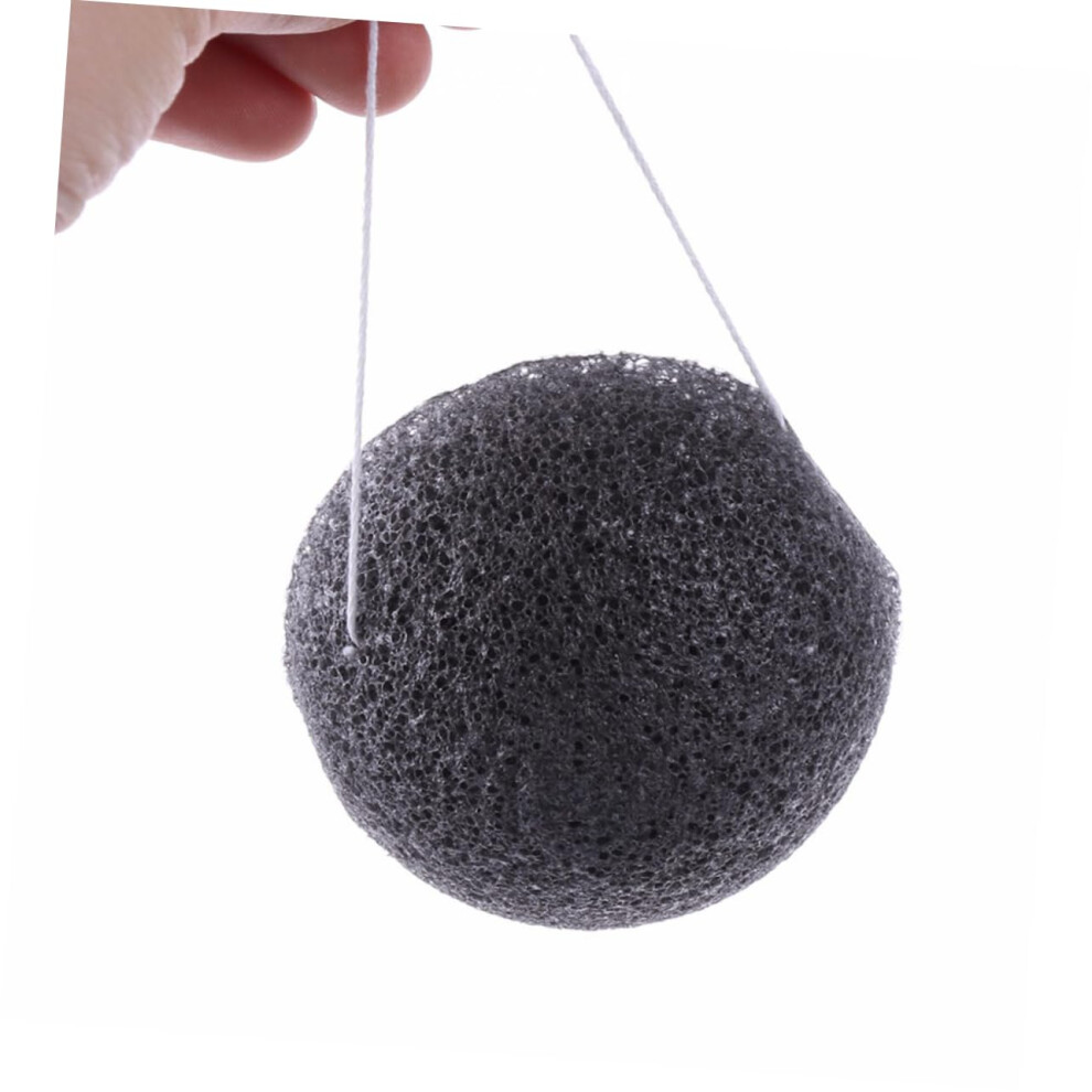 Black Konjac Facial Sponge With Bamboo Charcoal For Oily Skin Deep Cleansing Gentle Exfoliation Ecofriendly