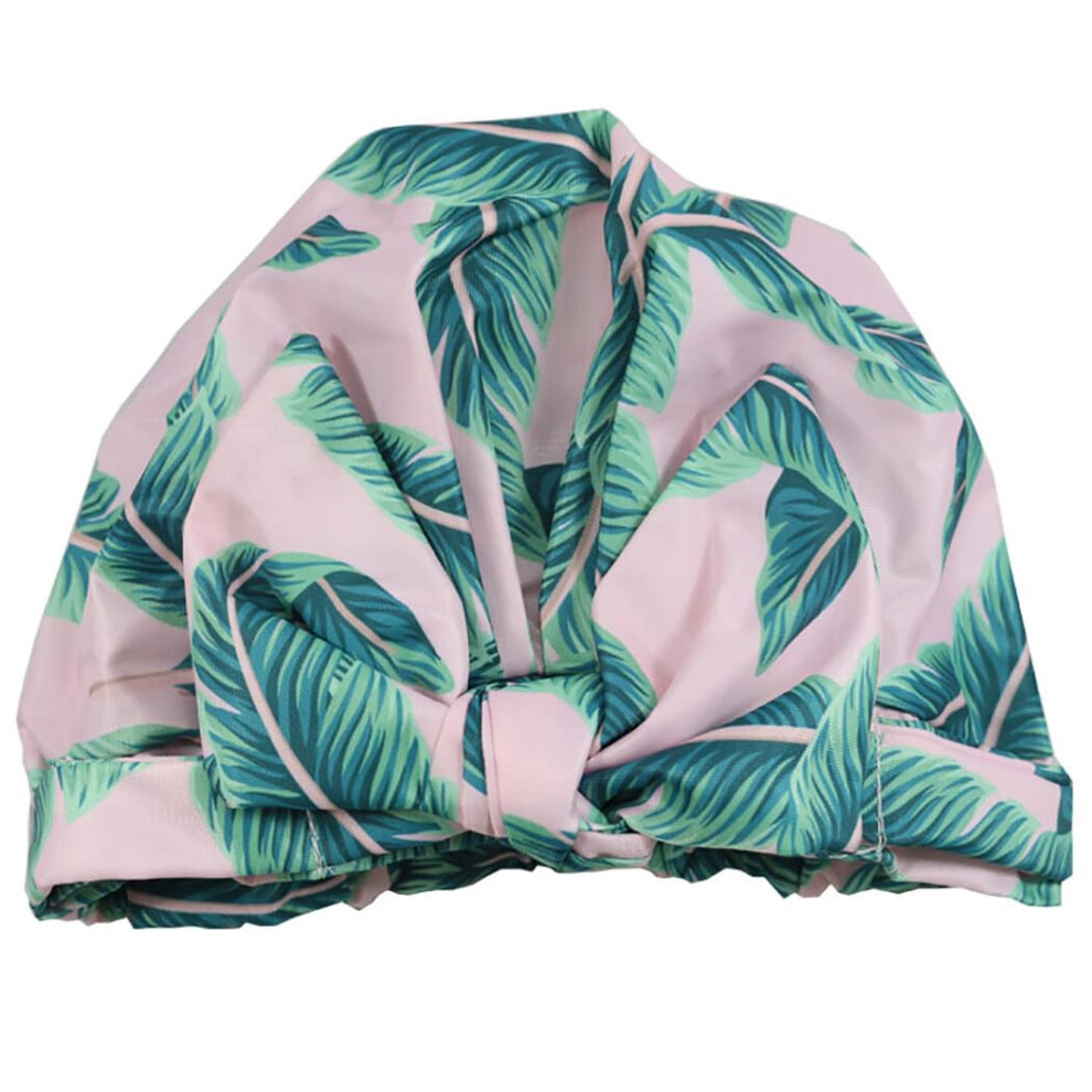 Waterproof Shower Cap with Bowknot, Women's Elastic Hair Protection for Bath and Sleep