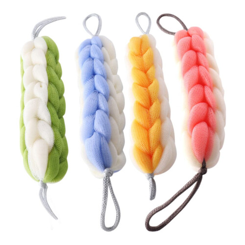 4pcs Exfoliating Back Scrubber Long Handle Bath Body Scrubber for Smooth Skin with Hanging Loop