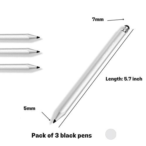 Stylus Pen for Touchscreen  Precision Full Size 3 Pack for Alcatel A5 LED Silver 1