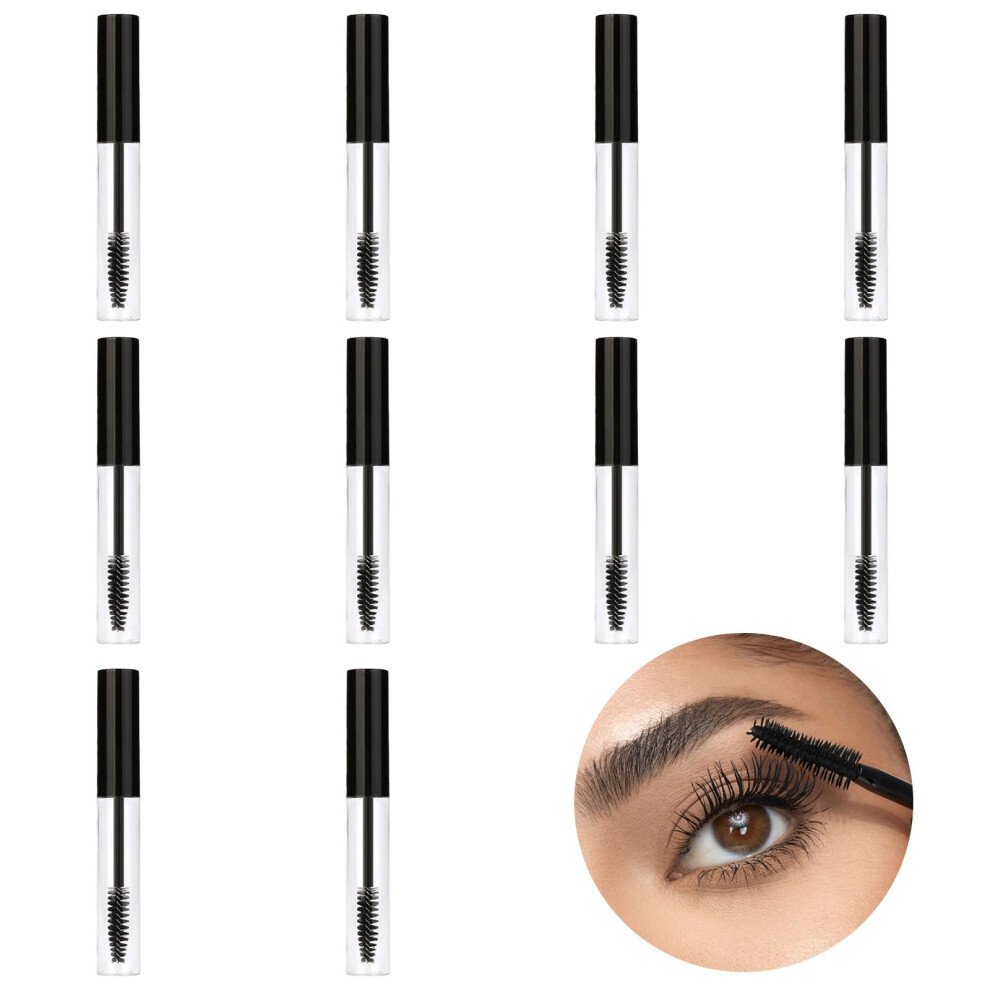 Black 10Pcs 10Ml Empty Mascara Tubes With Wand, Refillable Leakproof Bottles For Diy Lash Serum