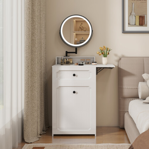 ELECWISH Modern Dressing Table LED Rotate Mirror Side Panel 1