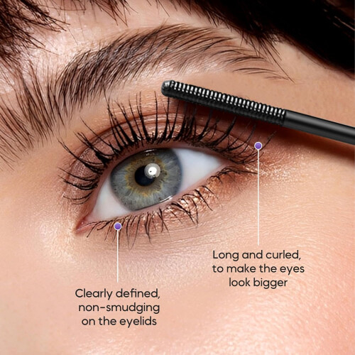 Waterproof Curling Mascara Black – LongLasting Volume, SmudgeProof, Intense Curl Hold 1