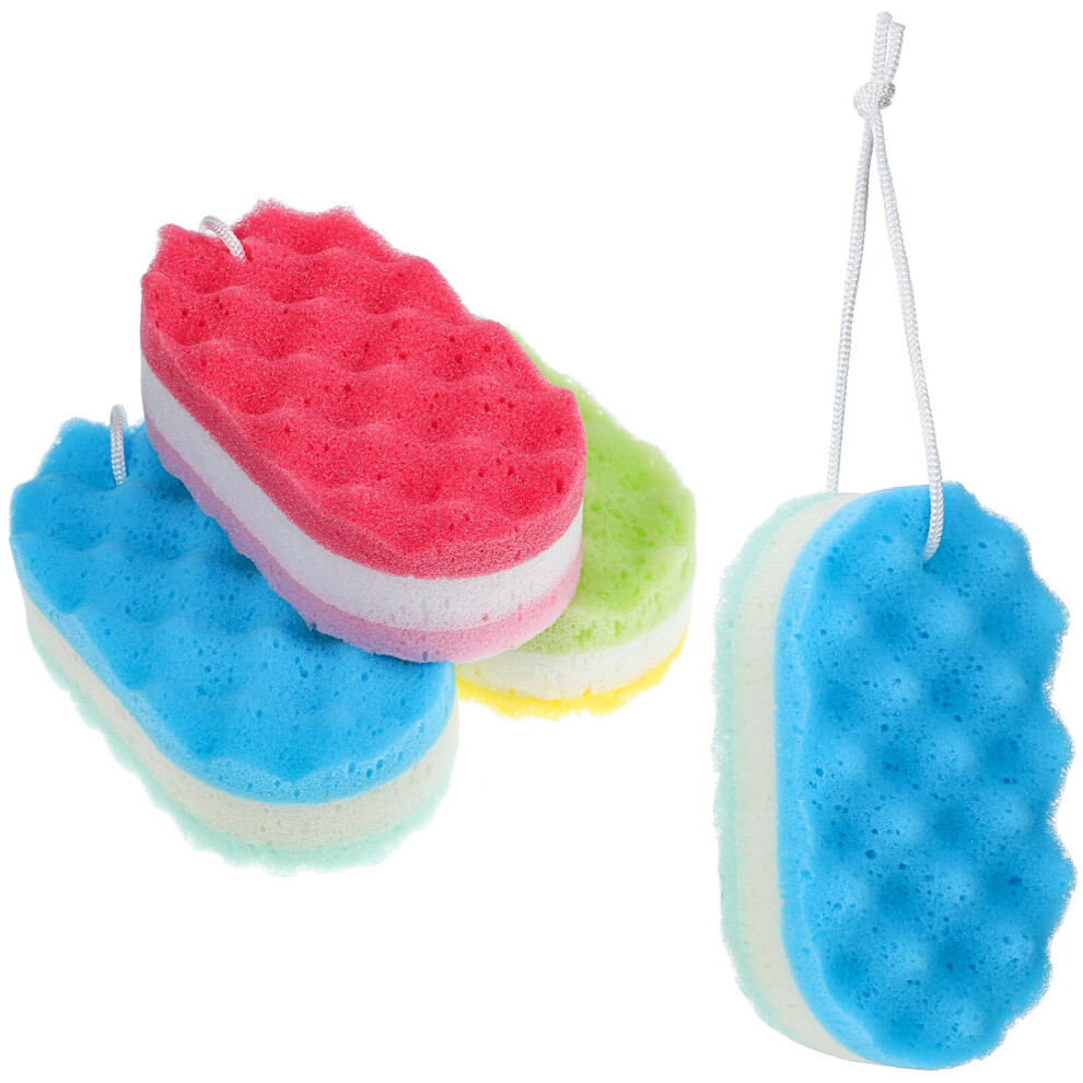 4pcs Large Bath Sponge and Shower Loofah Set for Gentle Exfoliation and Sensitive Skin