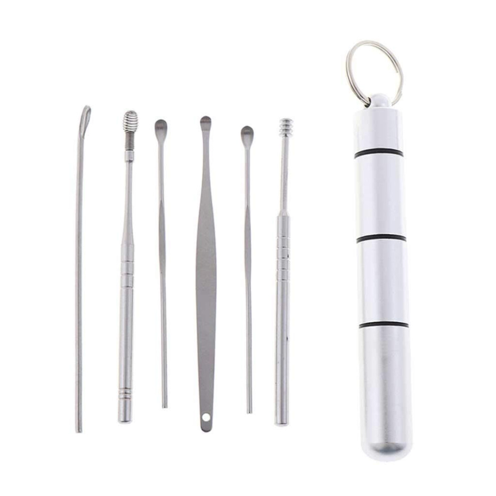 Ear Wax Removal Tool Kit, 6pcs Stainless Steel Spiral Earpick Set with 360 Cleaning, WhiteFruit Peach5