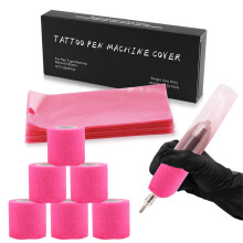 Tattoo Machine Covers with 200 Large Pink Sleeves and 6 SelfAdhesive Grip Tape Wraps