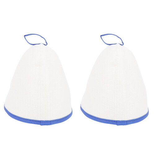 2 pièces bonnet de sauna - feutre blanc/bleu absorbant l'eau 1