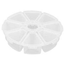 Plastic Bead Storage Box 8 Compartment Round Clear Jewelry Organizer for Beads, Crafts, Accessories