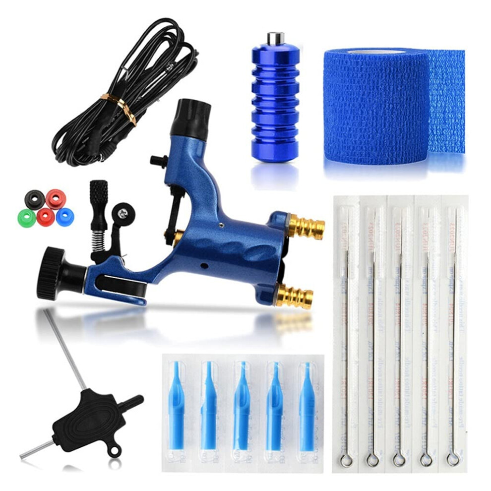 Tattoo Machine Kit Blue with Rotary Tattoo Pen, Precise Control, Multiple Needle Options for Beginners