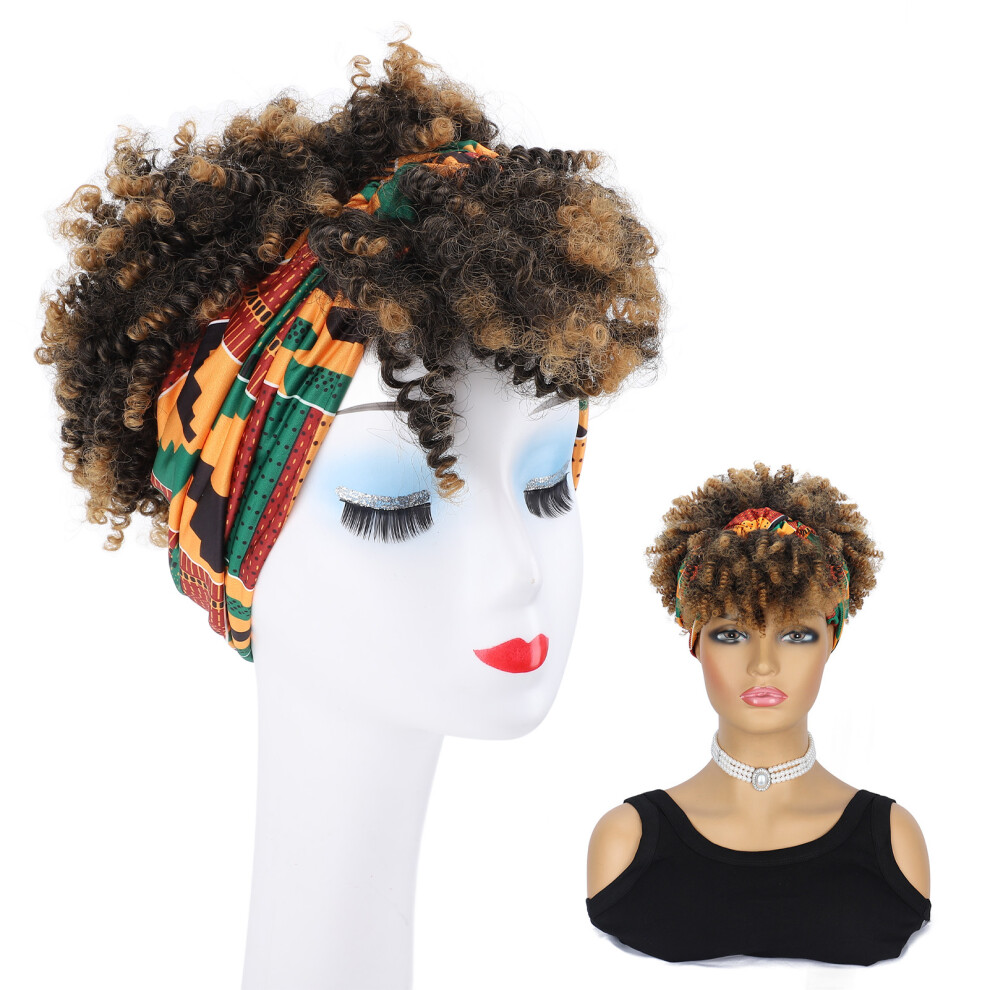 Unisex Lightweight Short Curly Synthetic Headband Wig For Women