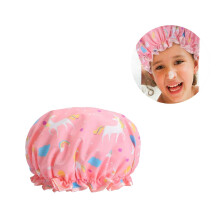 Waterproof Shower Cap for Long Hair Women and Kids, Reusable Set of 2 Unicorn Design with Lace