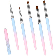 5pcs Nail Cleanup Brush Set with Round and Angled Tips, Gel Nail Polish Remover for Cuticles