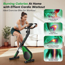 Upgraded Folding Exercise Bike with 16-Level Adjustable Magnetic Resistance, 330/350LBS Quiet Foldable Indoor Cycling Bike