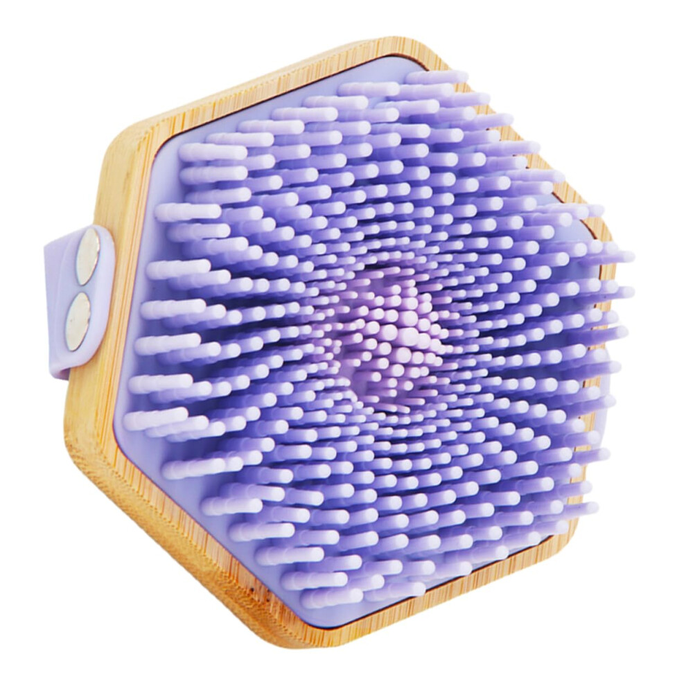 Purple Silicone Bath Brush For Shower Body Scrubber With Soft Bristles Gentle Exfoliation