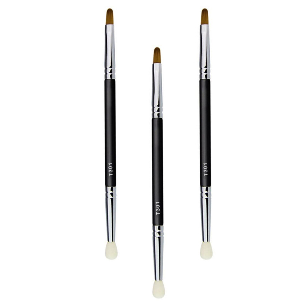 3Pcs Double Head Concealer Brush Set for Precise Makeup with Long Handle and Soft Bristles