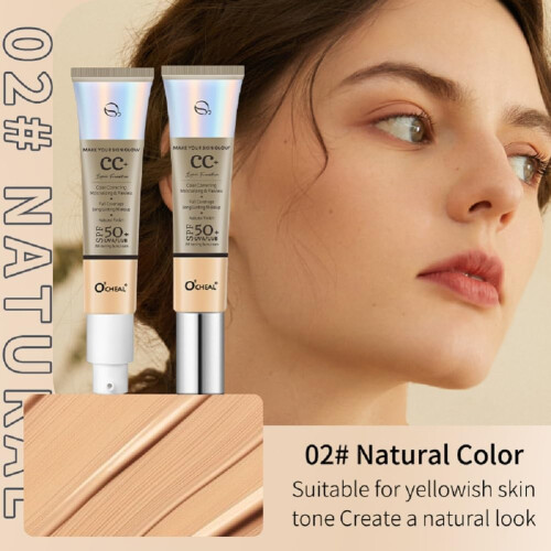 Moisturizing CC Cream SPF20 with Buildable Natural Coverage and Hydrating Concealer Foundation 30g 1