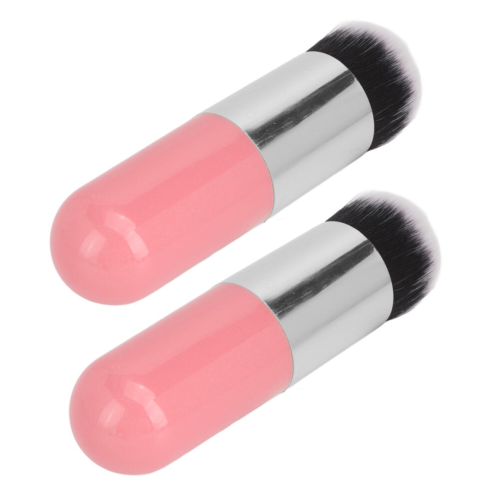 Pink/Silver 2Pcs Chubby Foundation Brush Portable