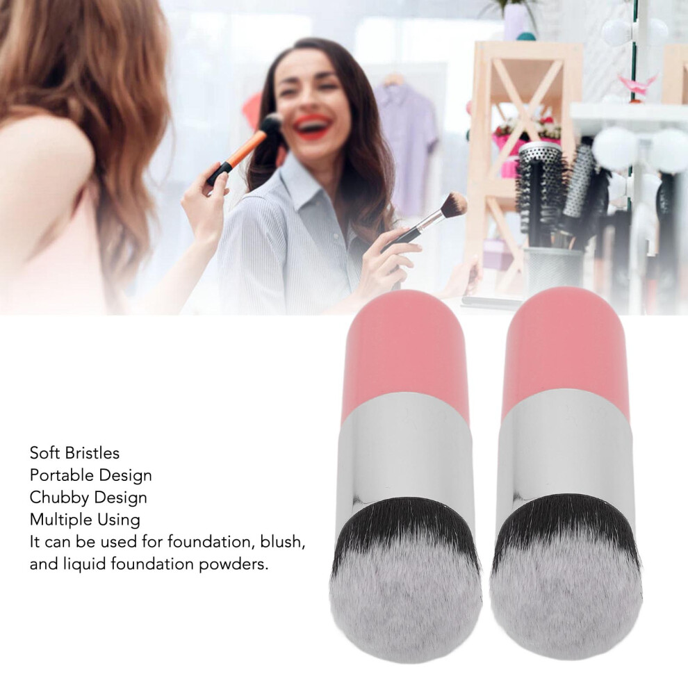 Pink/Silver Chubby Makeup Brush Set 2Pcs