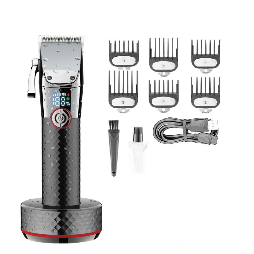 Cordless Hair Clipper and Trimmer for Men, Waterproof, Fast Charging, Digital Display, Red with Box