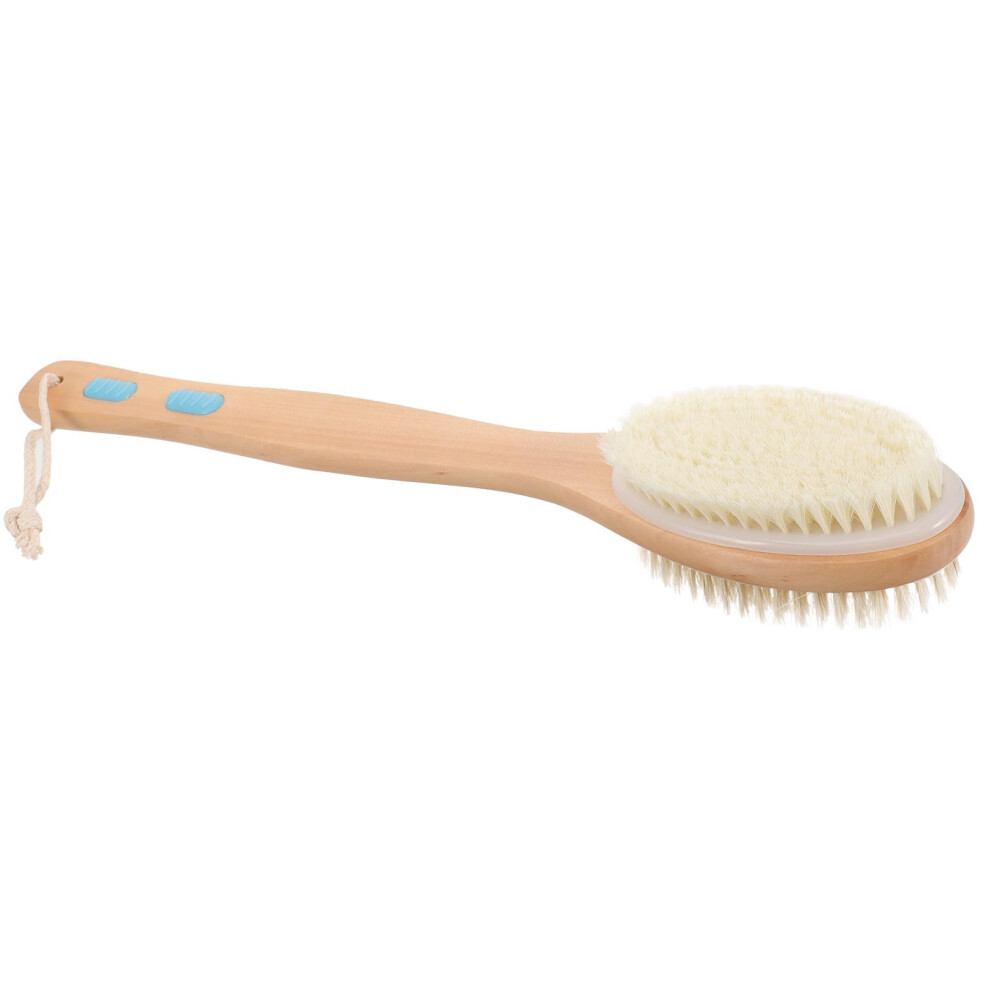 Back Scrubber with Long Handle, Wooden Bath Brush, DualSided Bristles for Gentle Exfoliation