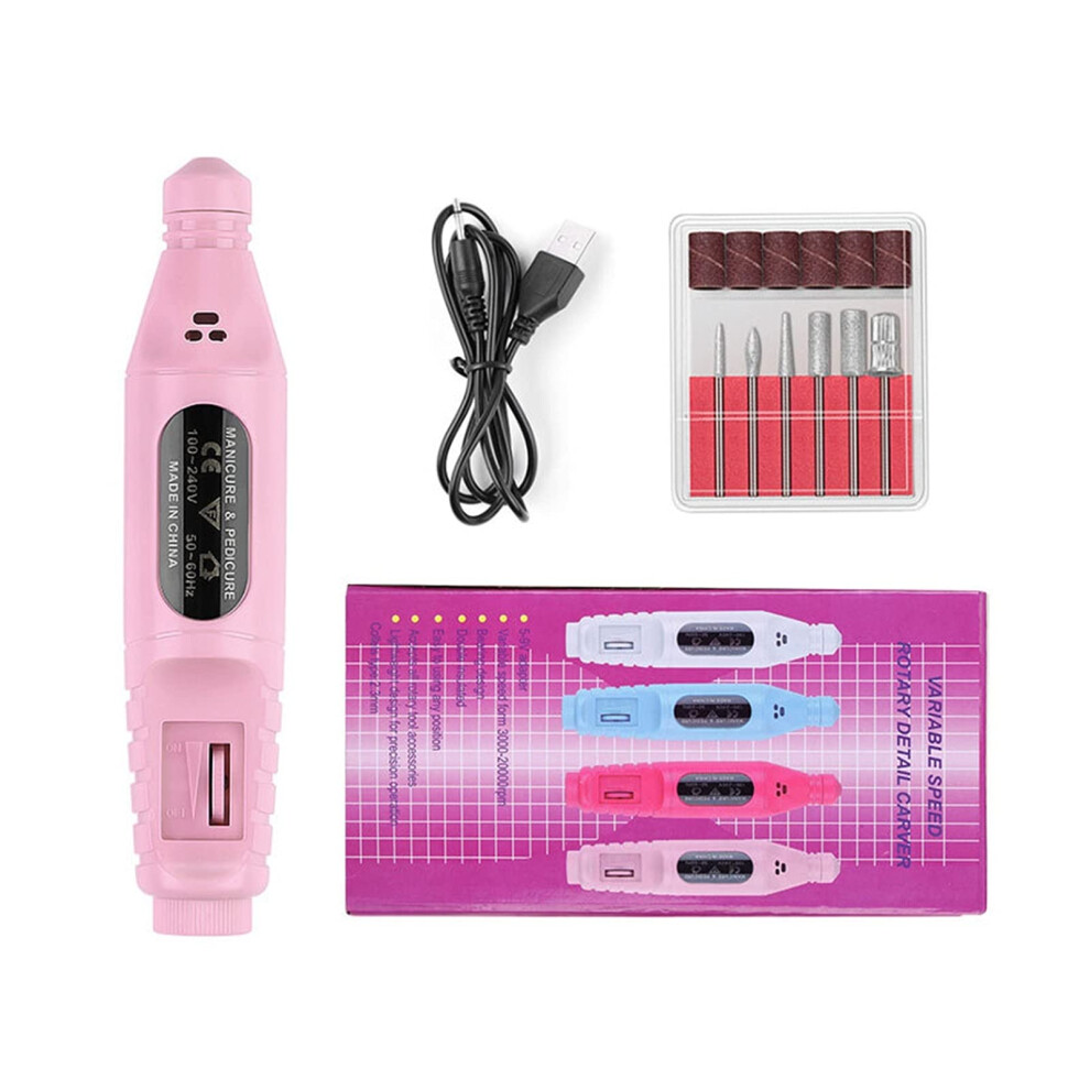 Electric Nail Drill with Low Noise Motor for Manicure Pedicure USB Rechargeable Aluminium Grip