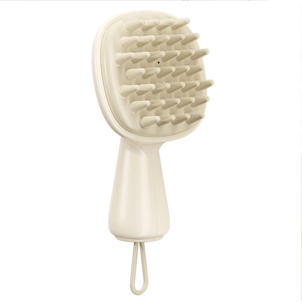 Beige Scalp Massager With Long Handle, Silicone Scalp Scrubber For Dandruff And Hair Growth,