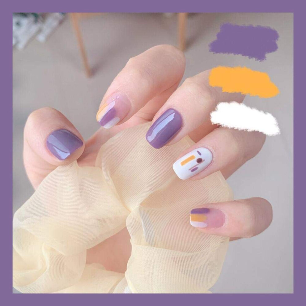 Purple Matte Press On Nails Set For Women, Reusable Fake Nails With Instant Salon Look