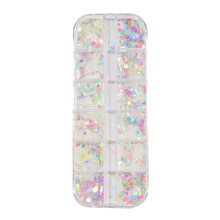 12Grid Holographic Nail Art Glitter Sequins Set with Vibrant Sparkle for Colorful DIY Decorations