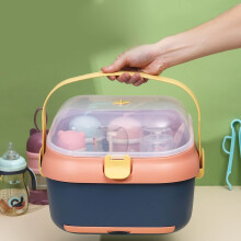 Baby Bottle Drying Rack with DustProof Cover, Detachable Storage Tray, Blue Baby Bottle Organizer