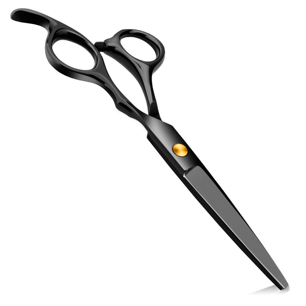Black Professional Titanium Hair Cutting Scissors 6.5 Inch Barber Shears With Ergonomic Offset Grip
