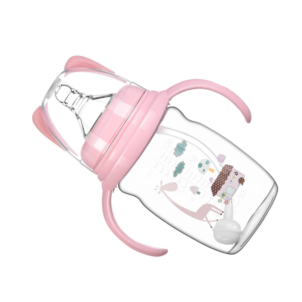 Kids Straw Water Bottle with Leak‑Resistant Lid and Pink Handle, BPA  Toddler Milk Cup