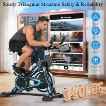 Exercise Bike Magnetic Quiet Spin Bike Exercise with LCD Display Indoor Cycling Stationary Bike w/Phone Holder Water Bottle