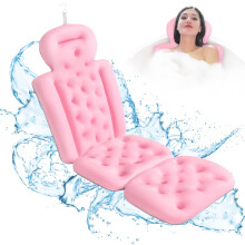 Full Body Bath Pillow for Tub with Upgraded Nonslip Suction Cups, 5D Air Mesh, Neck and Back Support Pink