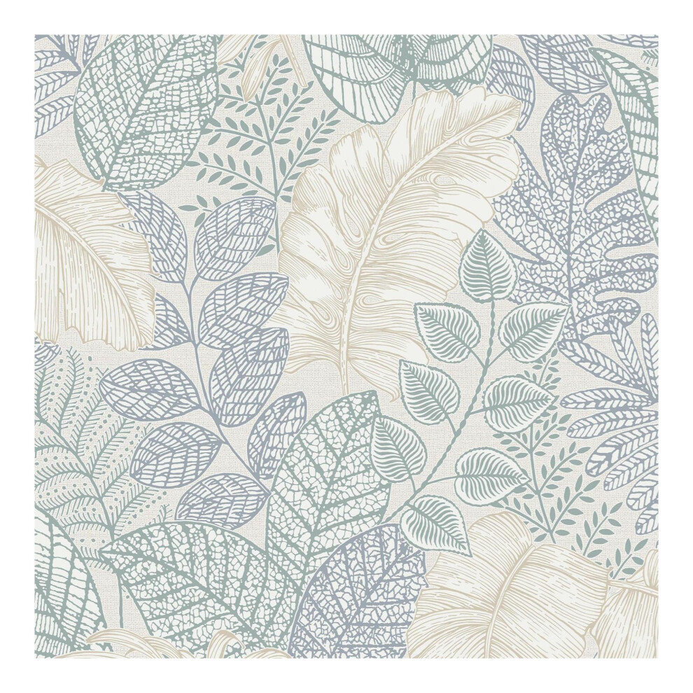 Superfresco Easy Scattered Leaves Floral Duck Egg Blue Wallpaper