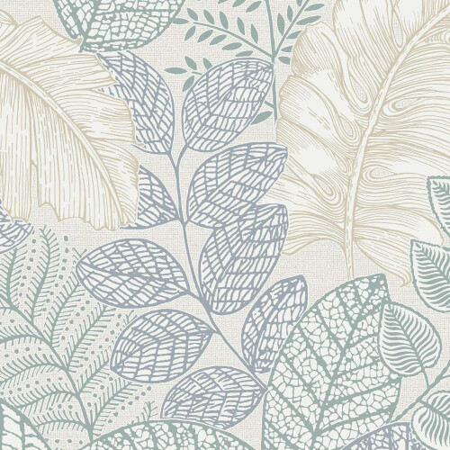 Superfresco Easy Superfresco Easy Scattered Leaves Floral Duck Egg Blue Wallpaper 2