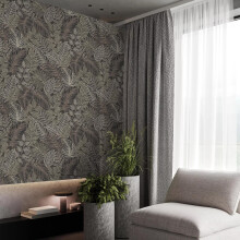 Superfresco Easy Scattered Leaves Floral Charcoal/Gold Wallpaper