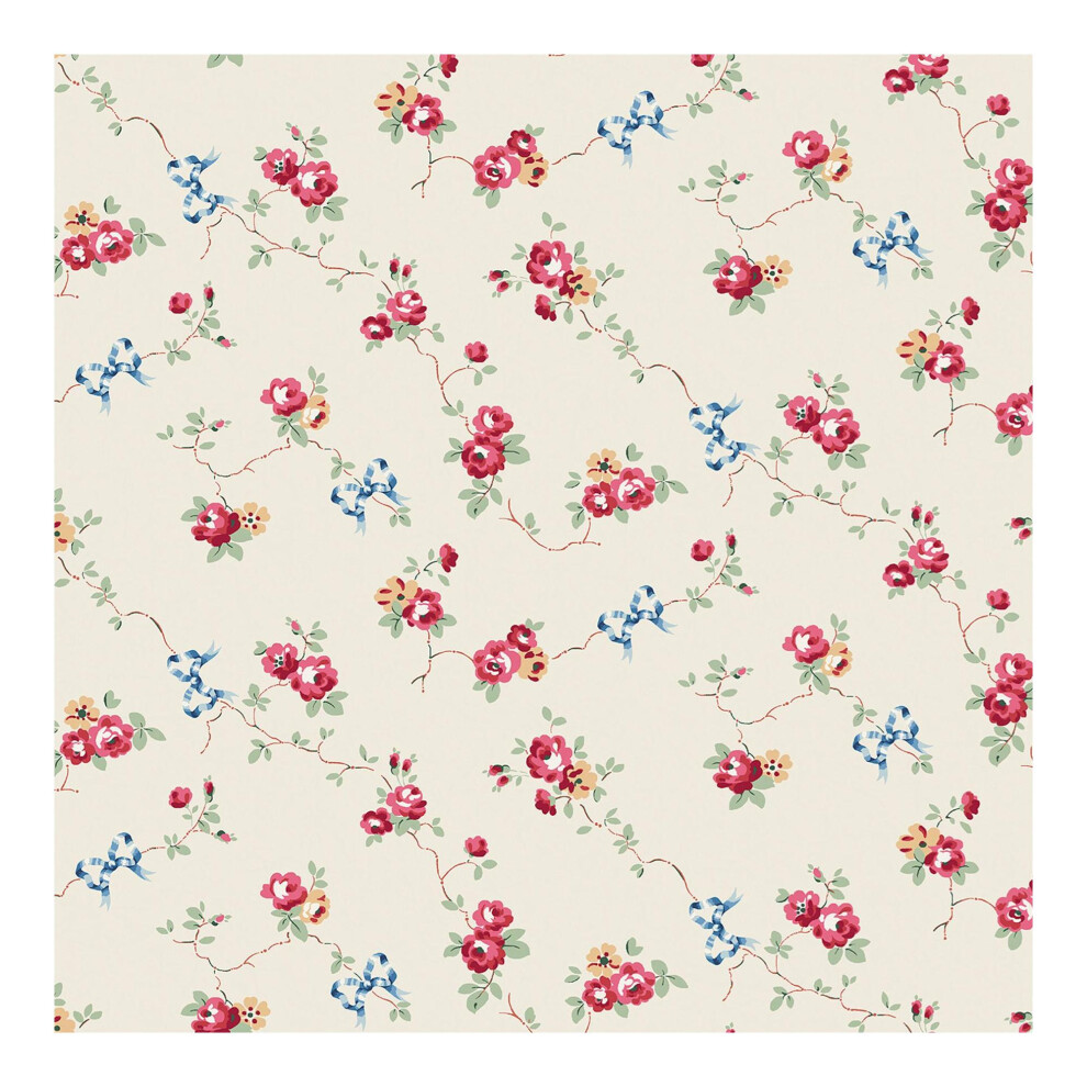 Cath Kidston Rose & Bows Floral Wallpaper Cream