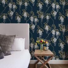 Superfresco Easy Navy Wisteria Floral Wallpaper