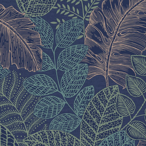 Superfresco Easy Superfresco Easy Scattered Leaves Floral Blue/Copper Wallpaper 1