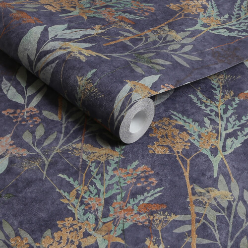 Superfresco Easy Superfresco Easy Solstice Navy Copper Floral Wallpaper 1