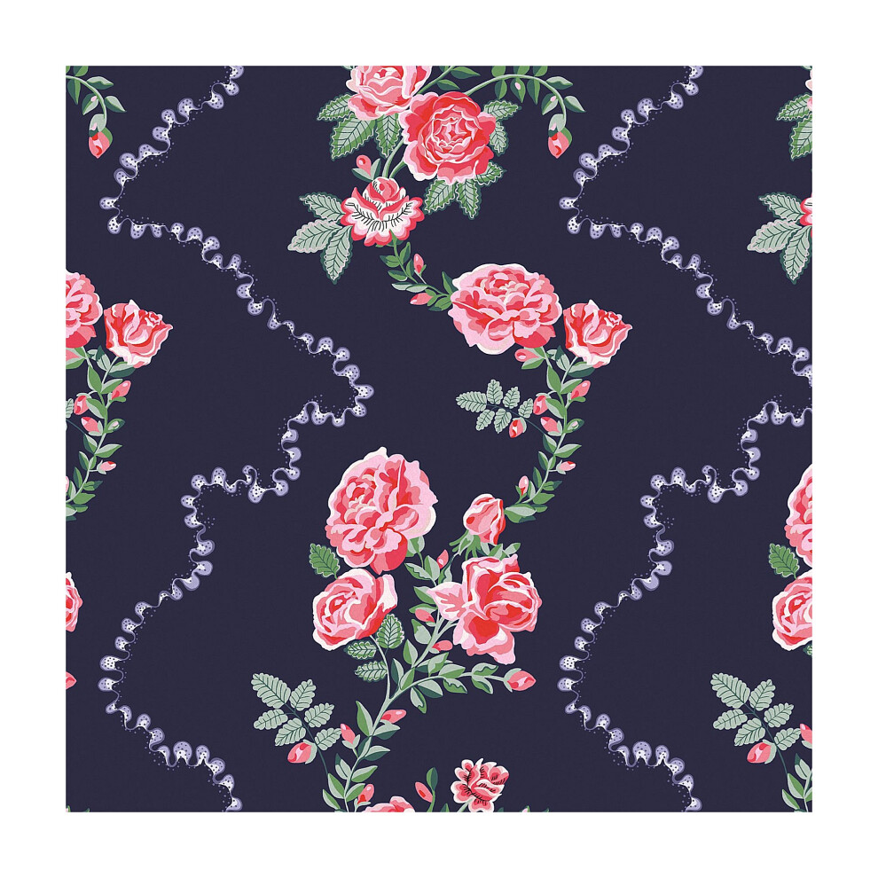 Cath Kidston Rose Flutter Navy Wallpaper 5011583705348